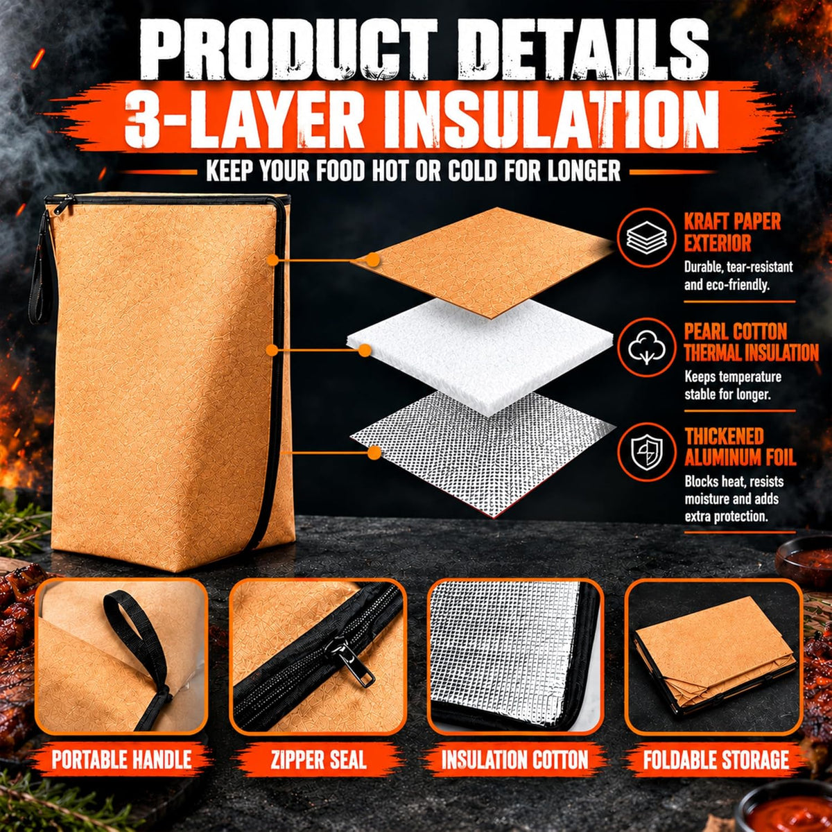 8L BBQ Prep Tub, Cutting Board, Meat Claws & Insulated Resting Bag