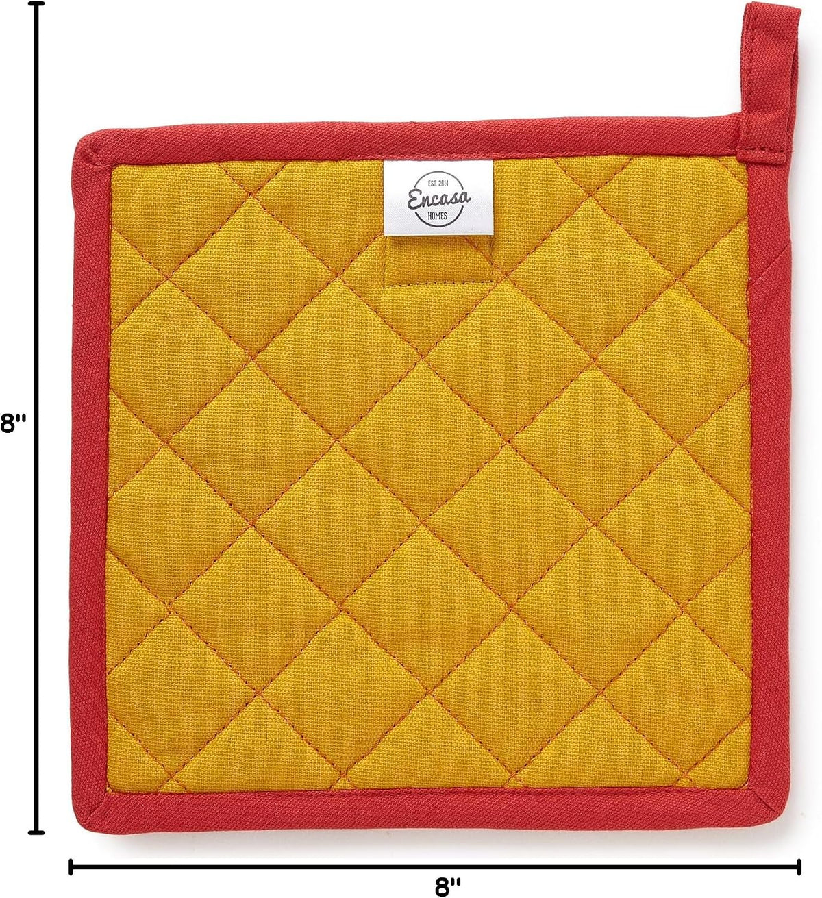 Encasa XO Pot Holders, Quilted Kitchen Hot Pads 8"x8" Black