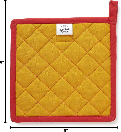 Encasa XO Pot Holders, Quilted Kitchen Hot Pads 8"x8" Black