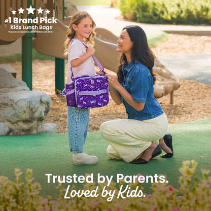 Bentgo Kids Lunch Bag - Durable, Double-Insulated Lunch Bag for Kids 3+; Holds Lunch Box, Water Bottle, & Snacks; Easy-Clean Water-Resistant Fabric & Multiple Zippered Pockets (Mermaid)