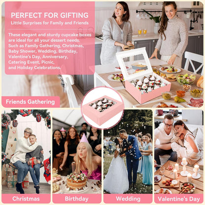 3-Set Cupcake Boxes Bulk with Clear Display Window Hold 12 Standard Cupcakes, Disposable Food Grade White Cupcake Carrier Cupcake Container, Perfect for Cupcakes Muffins Cookies Pastries