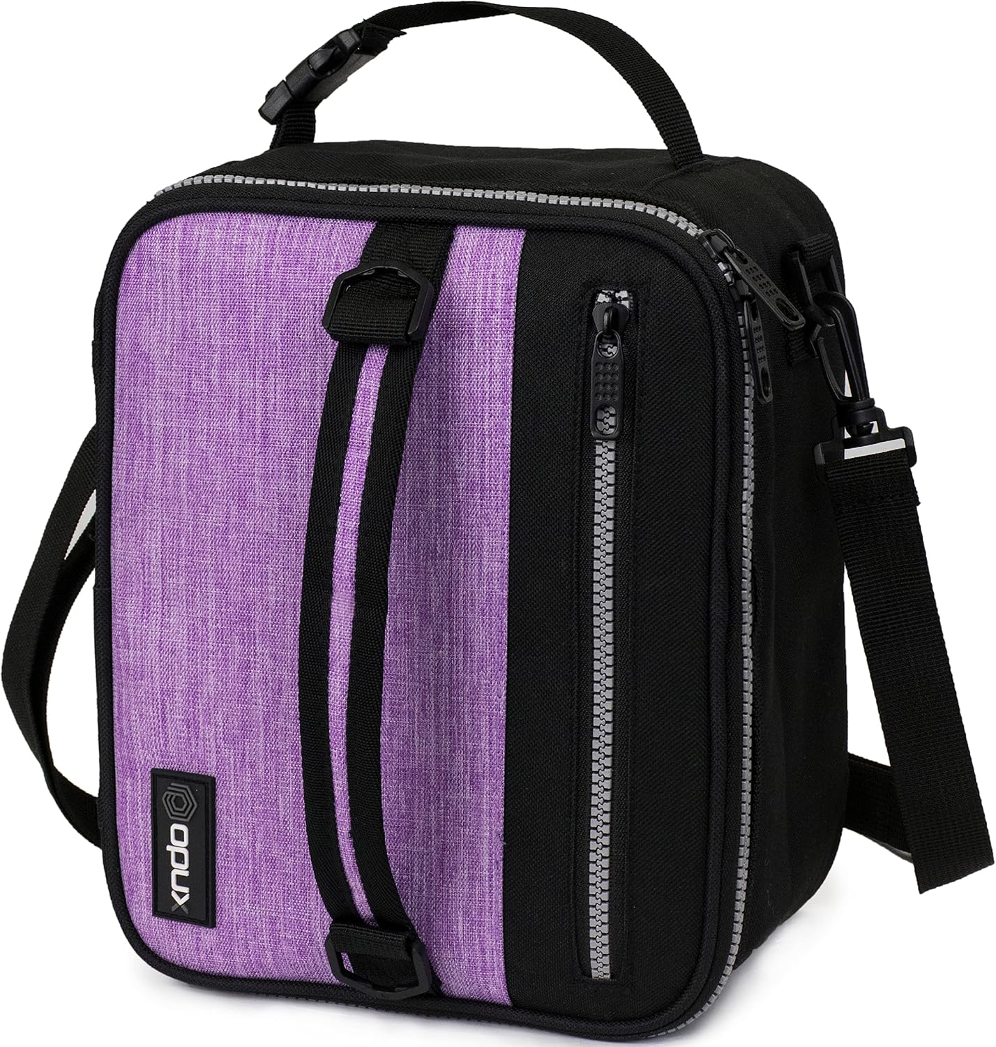 opux Insulated Lunch Box for Men Women Adult, Compact Lunch Bag for Kids Boy Girl Teen, Soft Lunch Cooler Bag for Work School, Leakproof Lunchbox Lunch Pail with Clip-on Buckle, Grey Flowers