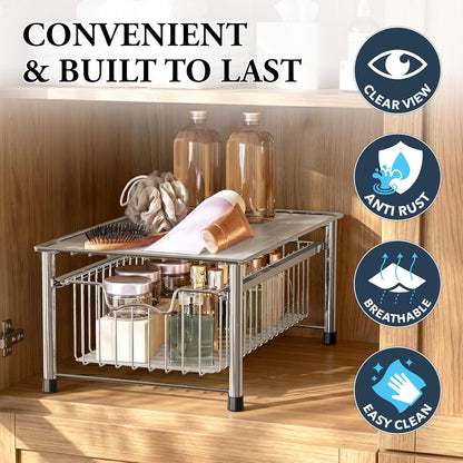 Simple Houseware Stackable Basket Drawer, Chrome