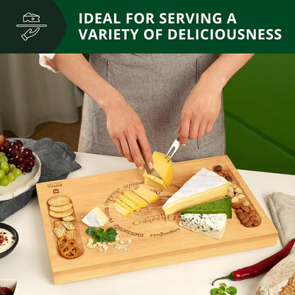ROYAL CRAFT WOOD Premium Bamboo Charcuterie Board Set - Cheese Platter & Serving Tray & Serving Utensils - Perfect Housewarming Gift, Wedding, Bridal Shower Gift - Ideal for Entertaining and New Home