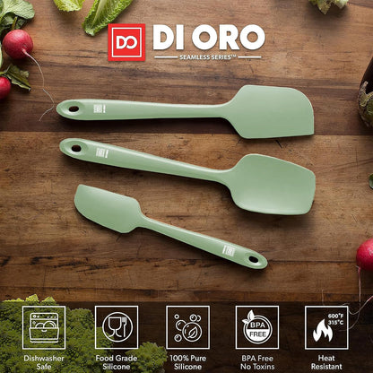 DI ORO Silicone Spatula Set - Rubber Kitchen Spatulas for Baking, Cooking, & Mixing - 600°F Heat-Resistant & BPA Free Silicone Scraper Spatulas for Nonstick Cookware - Dishwasher Safe (3pc, Black)