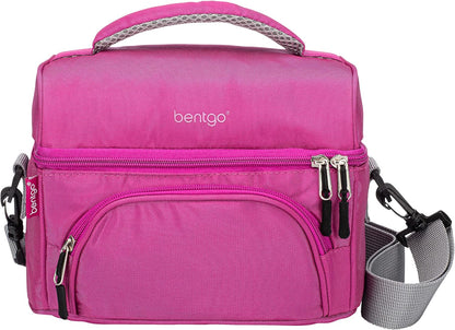 Bentgo Deluxe Lunch Bag - Durable and Insulated Lunch Tote with Zippered Outer Pocket, Internal Mesh Pocket, Padded and Adjustable Straps, & 2-Way Zippers - Fits All Lunch Boxes (Blue)