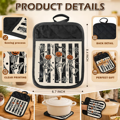 Gothic Cooking Skeleton Chef Pot Holders Heat Resistant