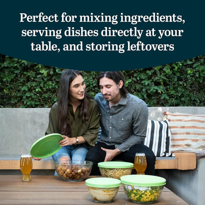 Libbey Baker's Basics 3-Piece Glass Mixing Bowls Set - Clear Bowls for Baking, Prep, Serving & Storage - Microwave, Oven, Freezer and Dishwasher Safe