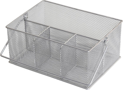 YBM HOME Mesh Silver Condiment Caddy / Kitchen Supply, Utensil, Napkin Holder (w'7 L'9.1/4 Depth 4'3/8 Inch) 1151M (1)