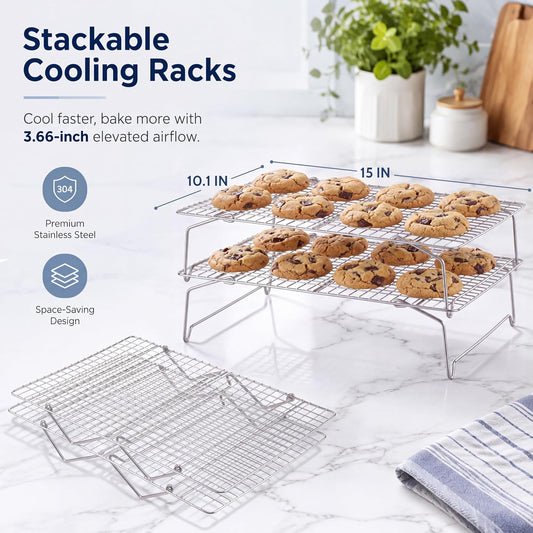 E-far Cooling Rack 15”x10”, 3-Tier Collapsible for Cooking and Baking