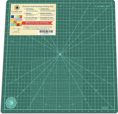 Calibre Art Rotating Self Healing Cutting Mat 18x18 (17" Grid), Quilting