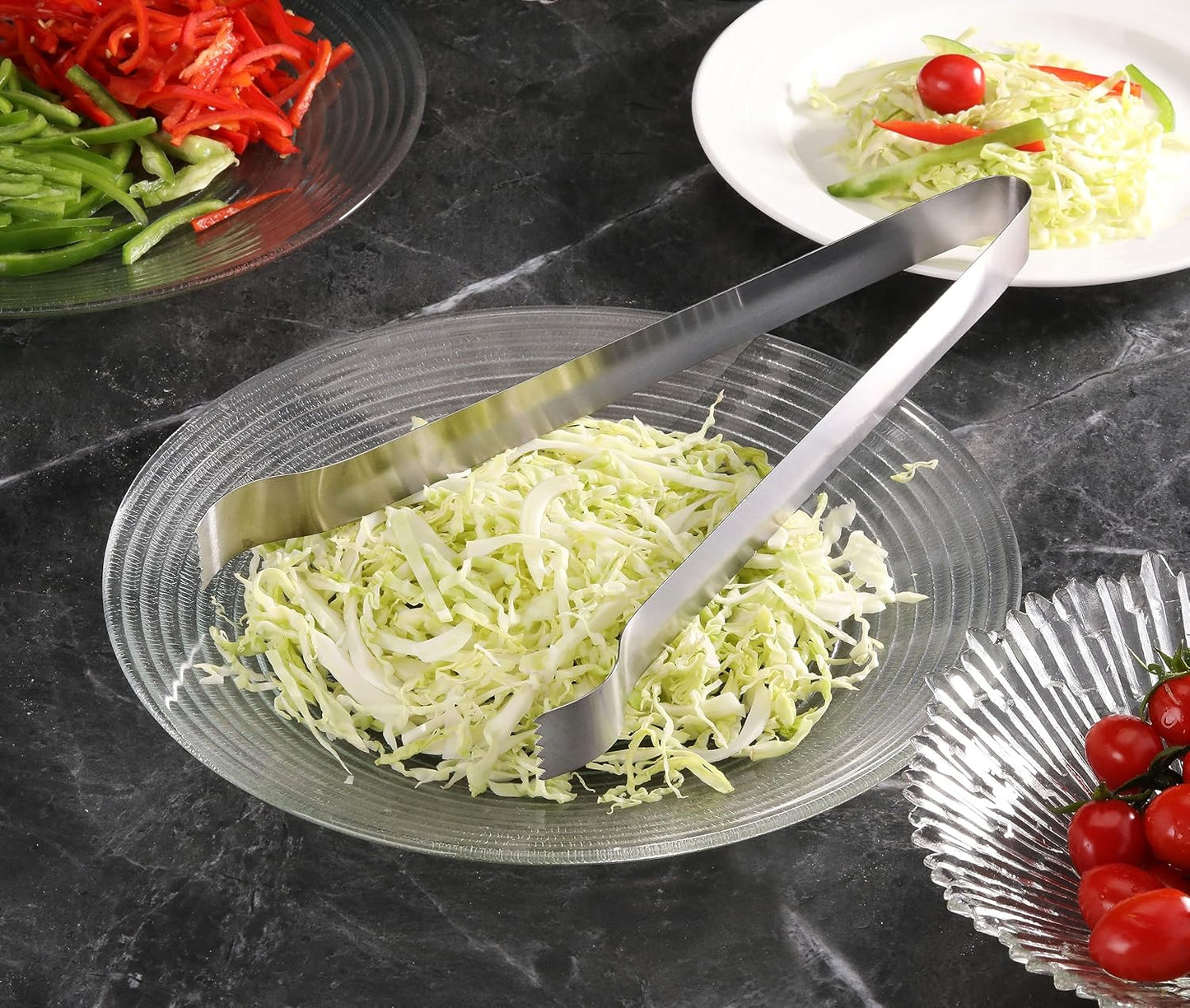 New Star Foodservice Restaurant-Grade Pom Tong, Stainless Steel, 6.5 Inch, Set of 6, Silver