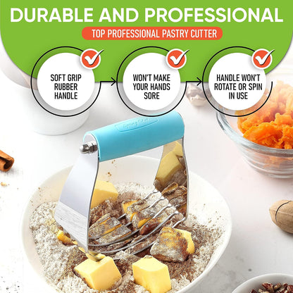 Spring Chef Large Dough Blender For Baking - Durable Pastry Blender - Black