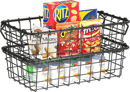 Simple Houseware 2 Pack Stackable Single Wire Basket, (11.5 x 15 x 7.5 in)