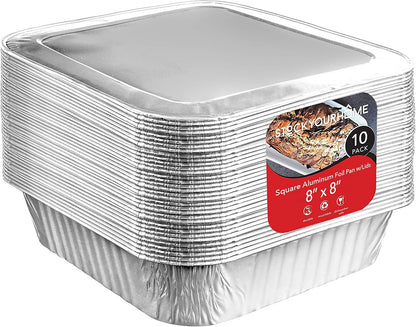 Stock Your Home Aluminum Pans 8x8 Disposable Foil Pans (20 Pack) - 8 Inch Square Pans - Tin Foil Pans Great for Cooking, Heating, Storing, Prepping Food