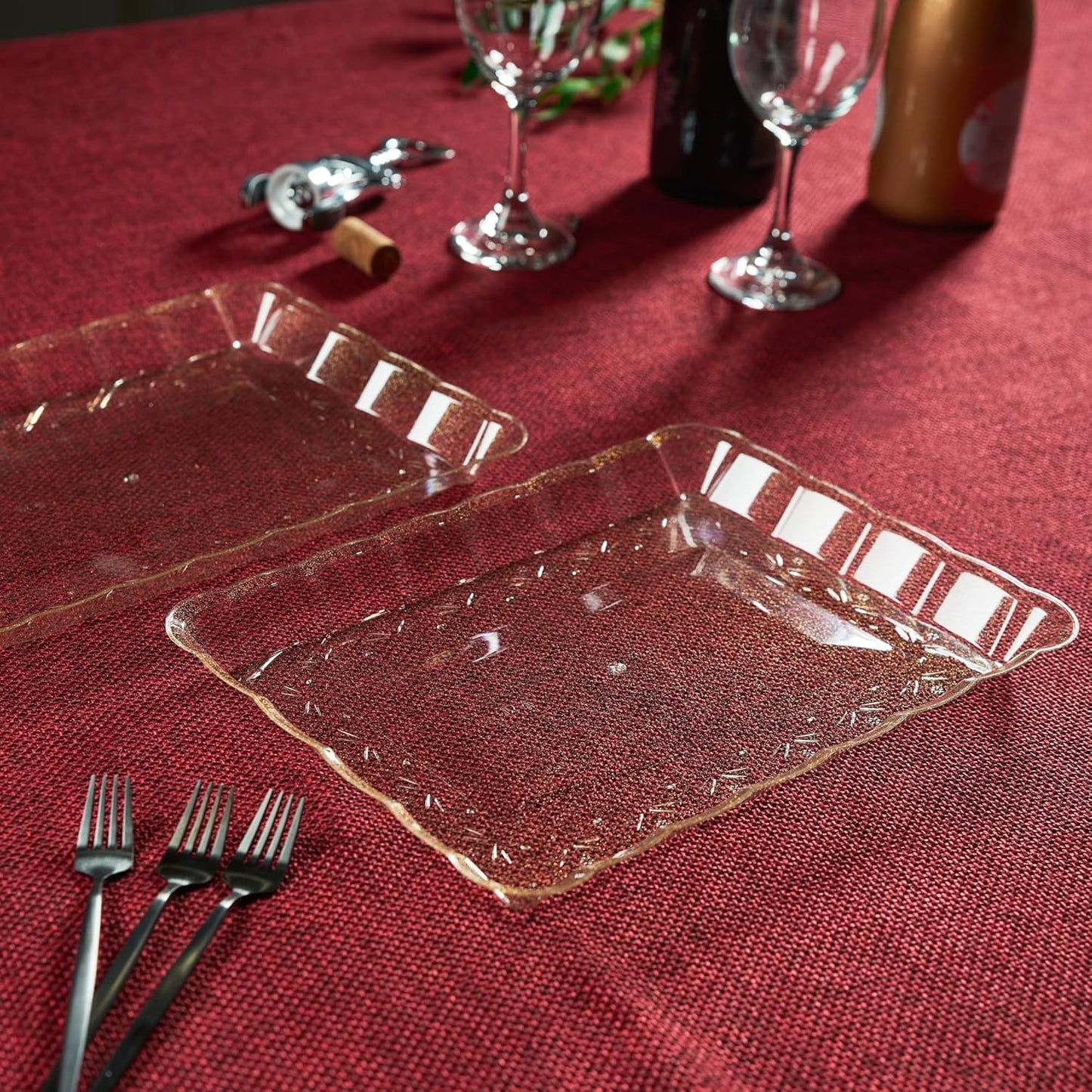 Plasticpro Plastic Serving Trays - Serving Platters Rectangle 9X13 Disposable Party Dish 4 Black Trays