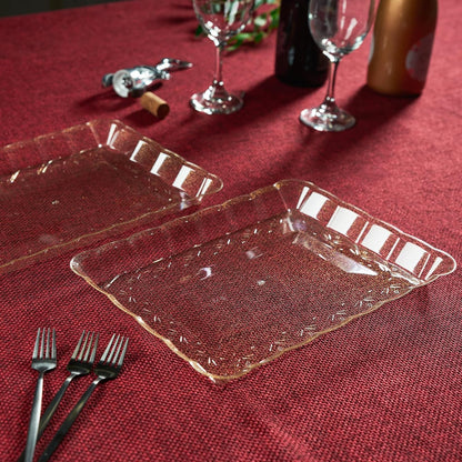 Plasticpro Plastic Serving Trays - Serving Platters Rectangle 9X13 Disposable Party Dish 4 Black Trays
