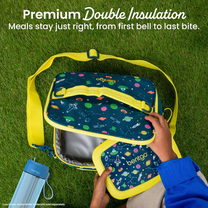 Bentgo Kids Lunch Bag - Durable, Double-Insulated Lunch Bag for Kids 3+; Holds Lunch Box, Water Bottle, & Snacks; Easy-Clean Water-Resistant Fabric & Multiple Zippered Pockets (Mermaid)