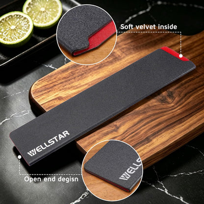 WELLSTAR Knife Edge Guards 8 Inch, Universal Blade Covers, BPA Free ABS Protective Blade Sheaths, Non-Scratch Felt Lining Kitchen Knives Covers (Knives not included)
