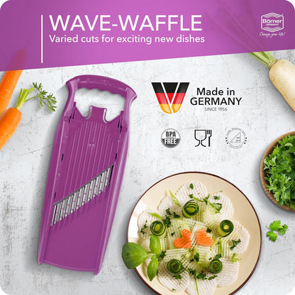 Börner by Reston Lloyd Wave-Waffle Power Line • Crinkle Cut/Spirelli Vegetable Slicer • Slicer for Wave Waffle Cut Style • Multiple Thickness Options • Made in Germany, Orange