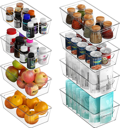 Simple Houseware 4 Pcs Pantry Clear Bin Storage Organizer, 14" x 7" x 3.75"