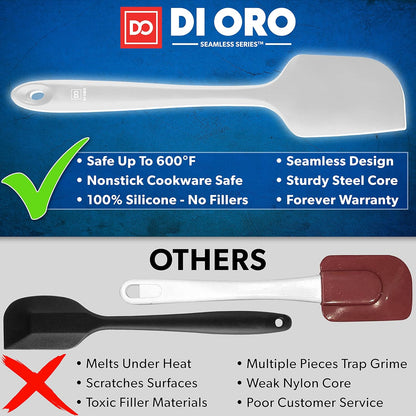 DI ORO Silicone Spatula Set - Rubber Kitchen Spatulas for Baking, Cooking, & Mixing - 600°F Heat-Resistant & BPA Free Silicone Scraper Spatulas for Nonstick Cookware - Dishwasher Safe (3pc, Black)