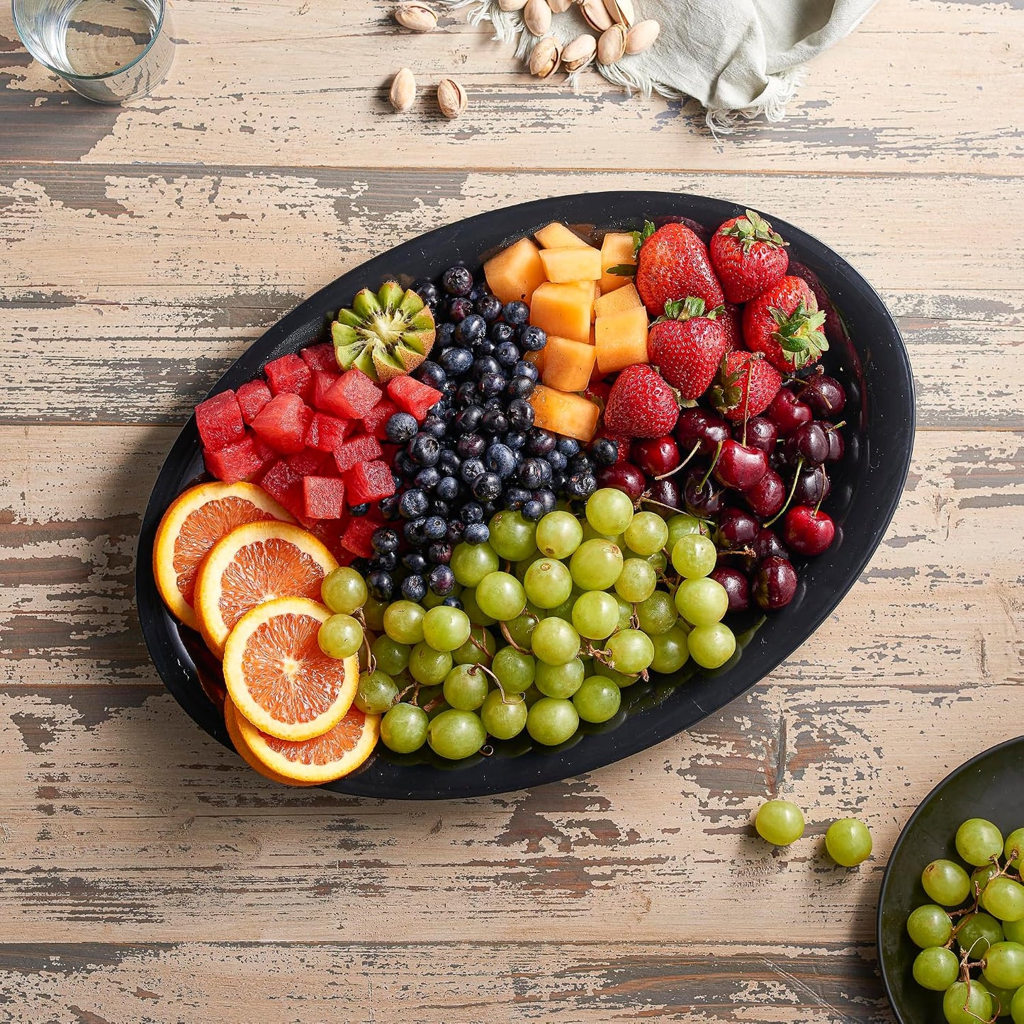 PLASTICPRO Plastic Oval Serving Trays - Serving Platters Oval 11 X 16 Disposable Party Dish Crystal Clear Pack of 4