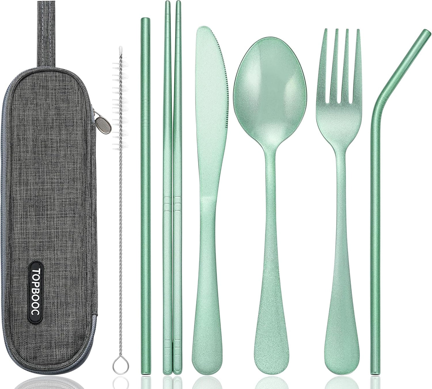 Portable Stainless Steel Flatware Set, Travel Camping Cutlery Set, Portable Utensil Travel Silverware Dinnerware Set with a Waterproof Case (Pink)