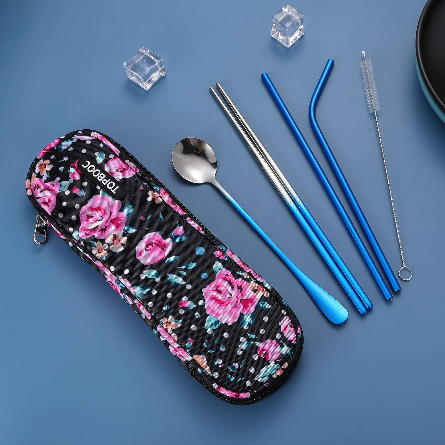Travel Utensils,Reusable Silverware Set To Go Portable Cutlery Set with a Waterproof Carrying Case for Lunch Boxes Workplace Camping Picnic (Purple)