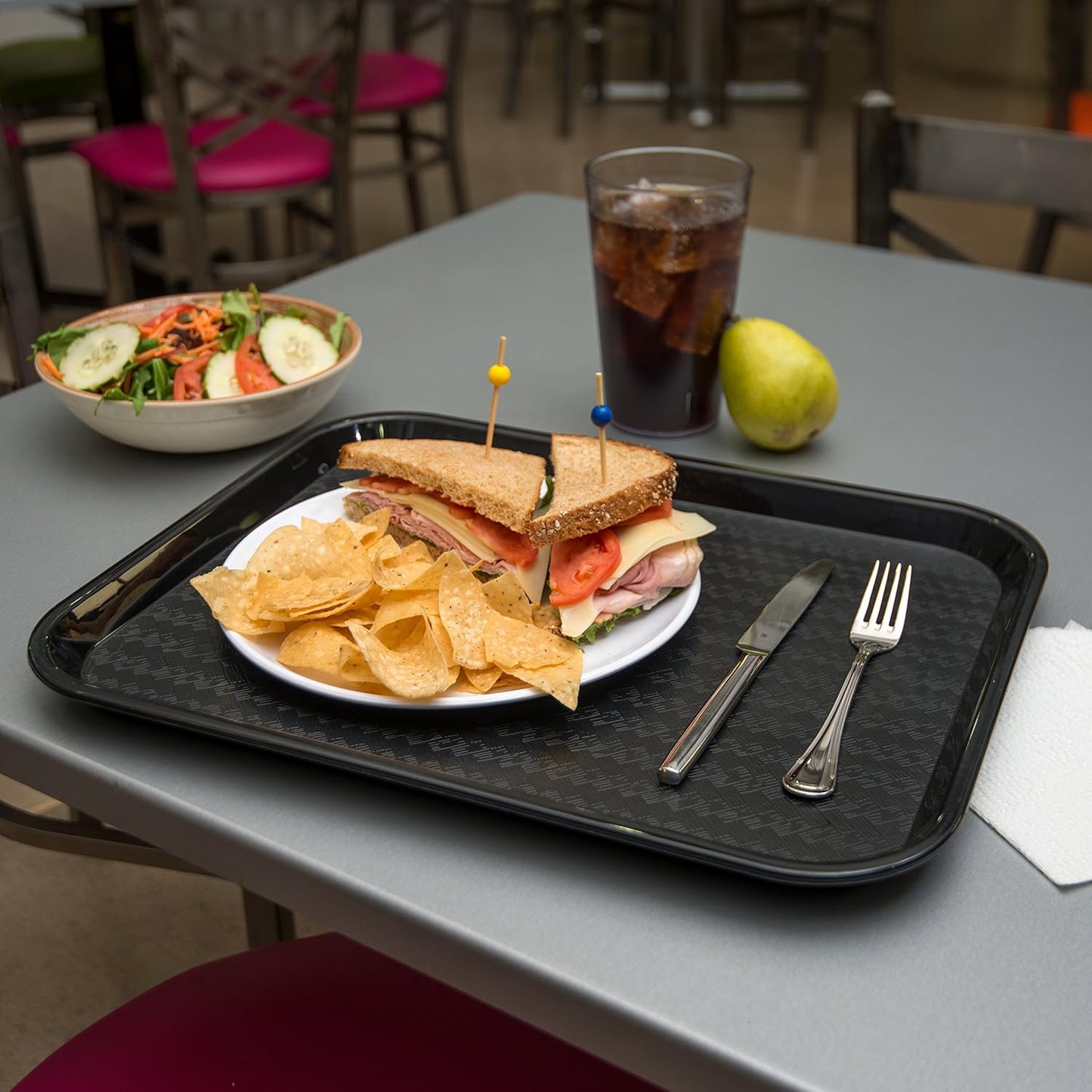 Carlisle FoodService Products Café Cafeteria Tray, Fast Food Tray for Restaurant or Commercial Use, 14" x 18", 1 Count, Black