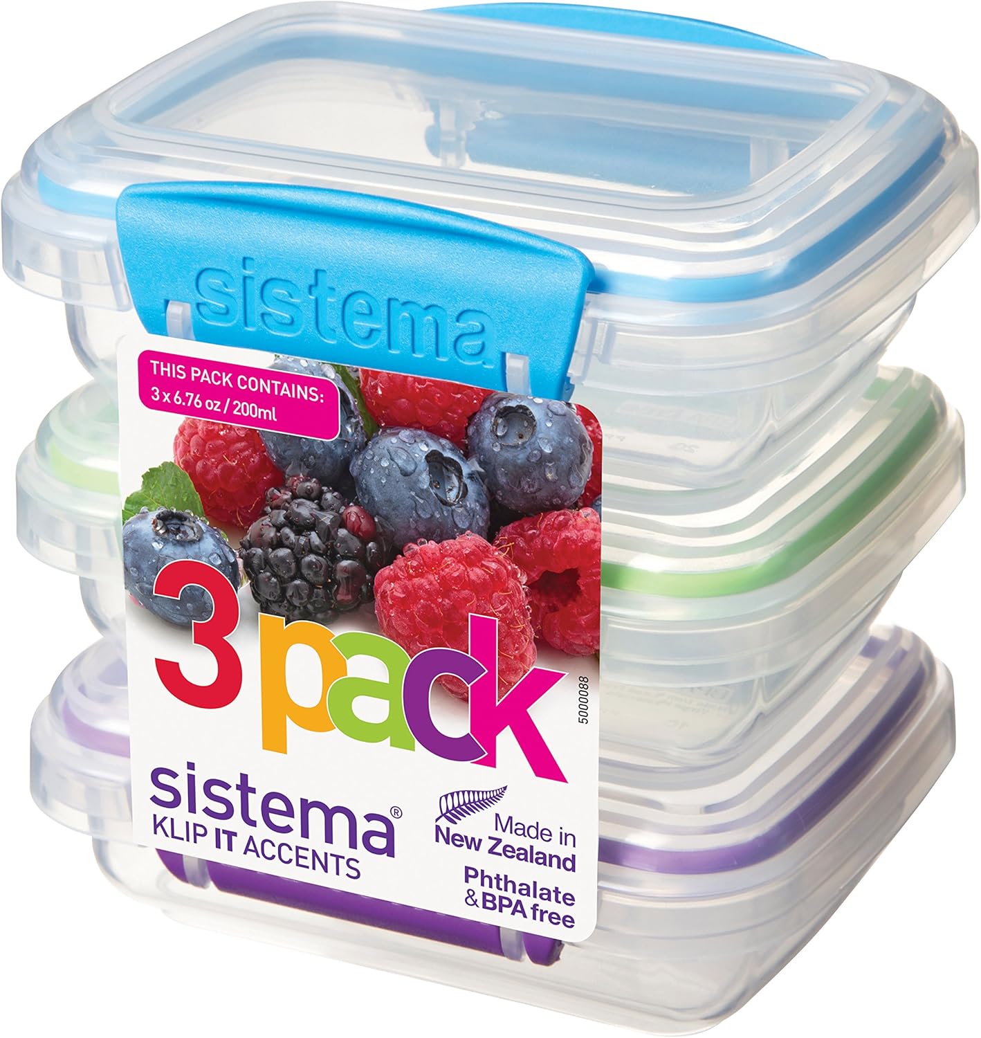 Sistema 6-Piece Food Storage Containers with Salad Dressing and Condiment Containers and Lids for Meal Prep, Dishwasher Safe, Clear/Green