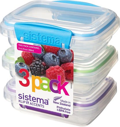 Sistema 6-Piece Food Storage Containers with Salad Dressing and Condiment Containers and Lids for Meal Prep, Dishwasher Safe, Clear/Green