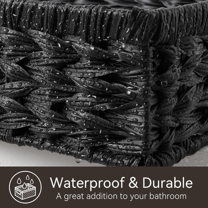 GRANNY SAYS Wicker Storage Baskets for Shelves, Water Hyacinth Basket with Scalloped Edge, Storage Wicker Baskets for Pantry, Large, 2-Pack