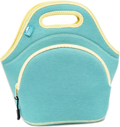 Nordic By Nature Large Neoprene Lunch Bag for Women & Lunch tote for Kids Insulated Lunch bag Reusable Washable Extra Thick Neoprene & Soft Cotton Feel, Premium Stitching, Outside Pocket, (L) Black