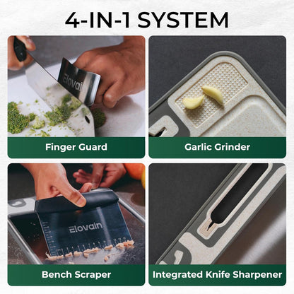 Stainless Steel Cutting Board Kitchen Set - Double Sided Stainless Steel Chopping Board With Sharpener Scraper And Finger Guard, Non Slip Edges, Dishwasher Safe Over Sink With Lip, 3 Piece