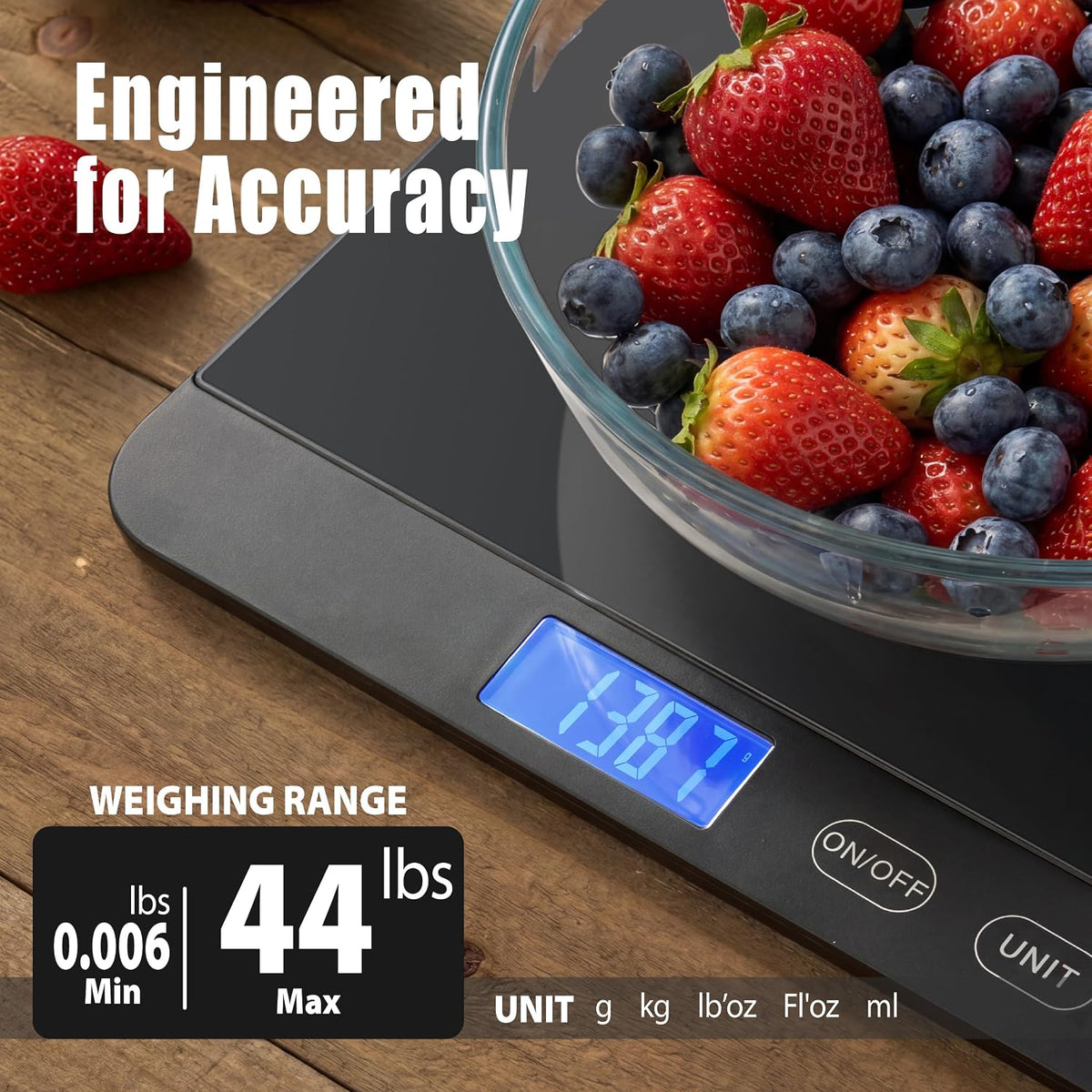 Food Scale 44lb/20kg, Extra-Large Platform Digital Kitchen Scale, 1g/0.1oz High Precision, Stainless Steel/Tempered Glass, Weight Grams and oz for Cooking Baking Meal Prep Sourdough Bread