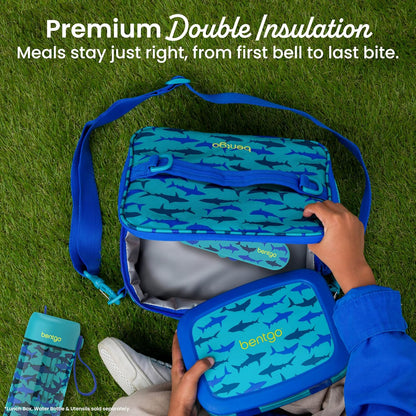 Bentgo Kids Lunch Bag - Durable, Double-Insulated Lunch Bag for Kids 3+; Holds Lunch Box, Water Bottle, & Snacks; Easy-Clean Water-Resistant Fabric & Multiple Zippered Pockets (Mermaid)