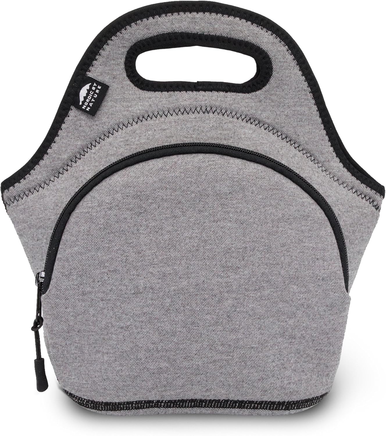 Nordic By Nature Large Neoprene Lunch Bag for Women & Lunch tote for Kids Insulated Lunch bag Reusable Washable Extra Thick Neoprene & Soft Cotton Feel, Premium Stitching, Outside Pocket, (L) Black