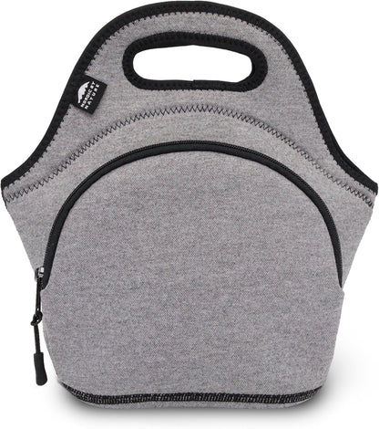 Nordic By Nature Large Neoprene Lunch Bag for Women & Lunch tote for Kids Insulated Lunch bag Reusable Washable Extra Thick Neoprene & Soft Cotton Feel, Premium Stitching, Outside Pocket, (L) Black
