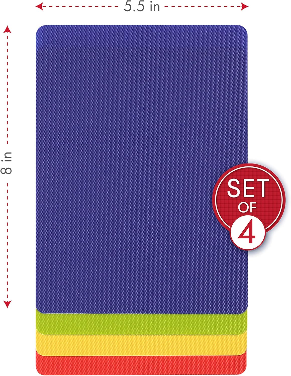 Dexas Heavy Duty Cutting Board Grippmat, Flexible Cutting Boards for Kitchen, Set of 4, Non Slip Plastic Board Cutting Mat 11.5 by 14 Inches Gray, Red, White and Green Set, Kitchen Gadgets