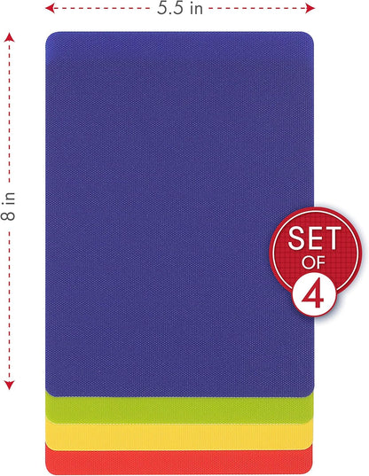 Dexas Heavy Duty Cutting Board Grippmat, Flexible Cutting Boards for Kitchen, Set of 4, Non Slip Plastic Board Cutting Mat 11.5 by 14 Inches Gray, Red, White and Green Set, Kitchen Gadgets