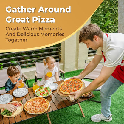 CRUSTO® Pizza Stone For Oven Set 16 Inch Cordierite Stone Pizza Peel Cutter Wheel Dough Proofing Box Cutting Board Apron Cleaning Brush Home Pizza Baking Kit With Handles for Oven Grill (Pro Kit)