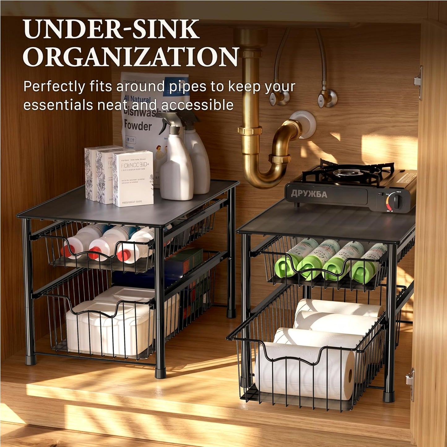Simple Houseware Stackable Basket Drawer, Chrome