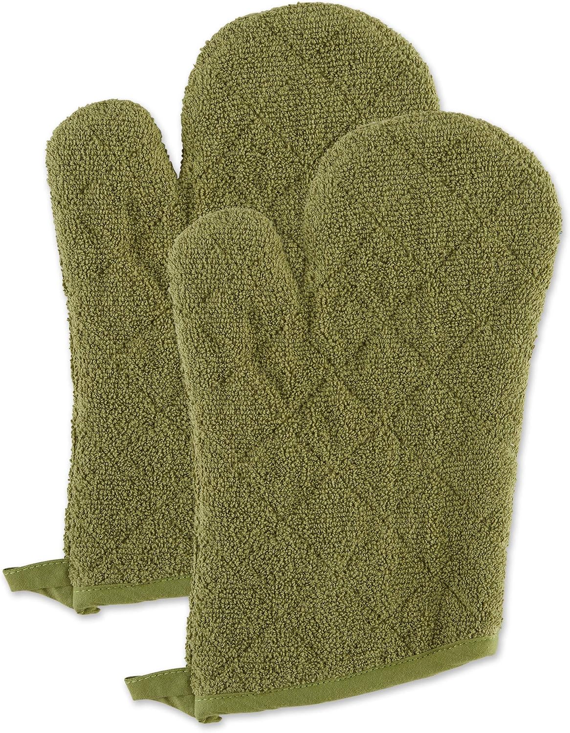 DII Basic Terry Collection 100% Cotton Quilted, Oven Mitt, Brown, 2 Piece
