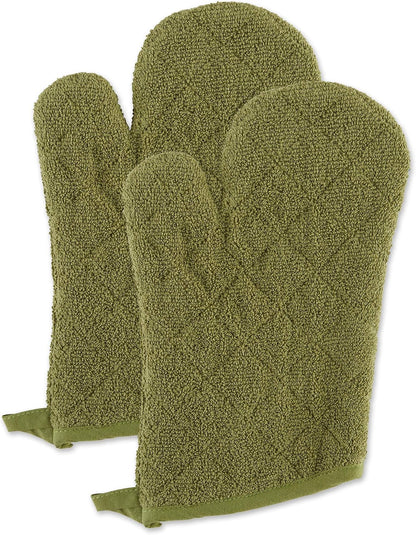 DII Basic Terry Collection 100% Cotton Quilted, Oven Mitt, Brown, 2 Piece