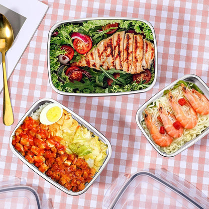 10 PCS 304 Stainless Steel Food Storage Containers with Proof & Airtight Lids, Reusable Meal Prep Containers, Lunch Boxes, Kimchi, ContainersOven/Dishwsher/Freezer Safe