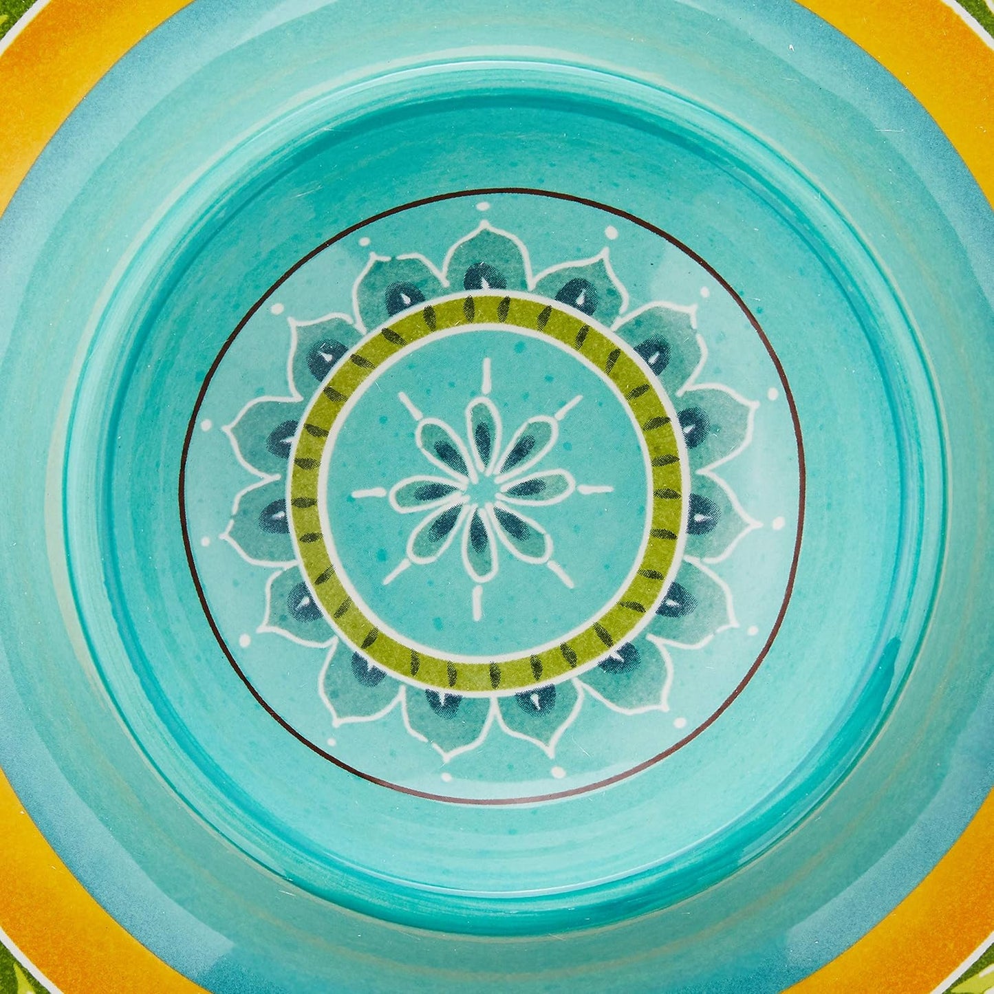 Valencia 13.25" Ceramic Chip & Dip Platter – Colorful Mediterranean Serving Dish with Built-In Center Bowl, Glazed Ceramic Appetizer Tray for Entertaining, Fiesta & Everyday Use