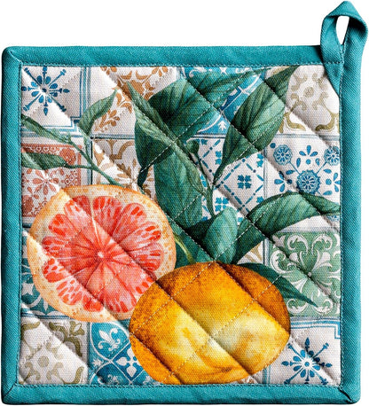 Maison d' Hermine 100% Cotton Oven Mitt & Pot Holder Set (7.5"x13" & 8"x8") - Colors C