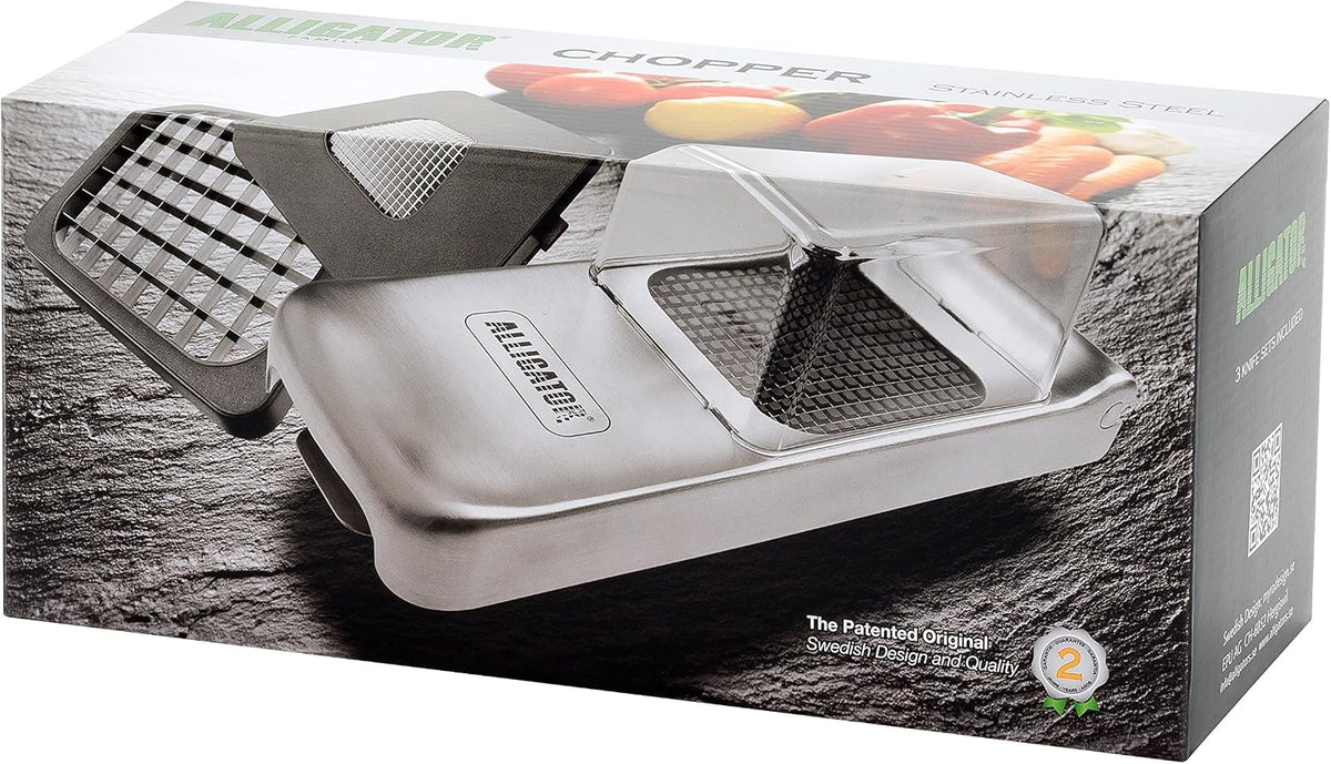 Alligator Vegetable Chopper with Container | Food, Salad, Veggie Dicer, Manual Onion Chopper Vegetable Cutter | 3 Stainless Steel Blades Included | Perfect for Kitchen Prep
