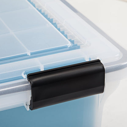 IRIS USA WeatherPro Storage Bins with Lids, 47 Qt, Gasket Seal, 2 Pack | Airtight gasket helps protect clothing, shoes, crafts, keepsakes, and household supplies from moisture and dust.